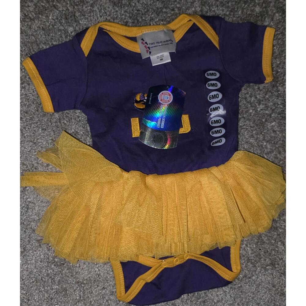 NWT LSU Baby Bodysuit with Yellow Tulle Skirt - Size 6 Months